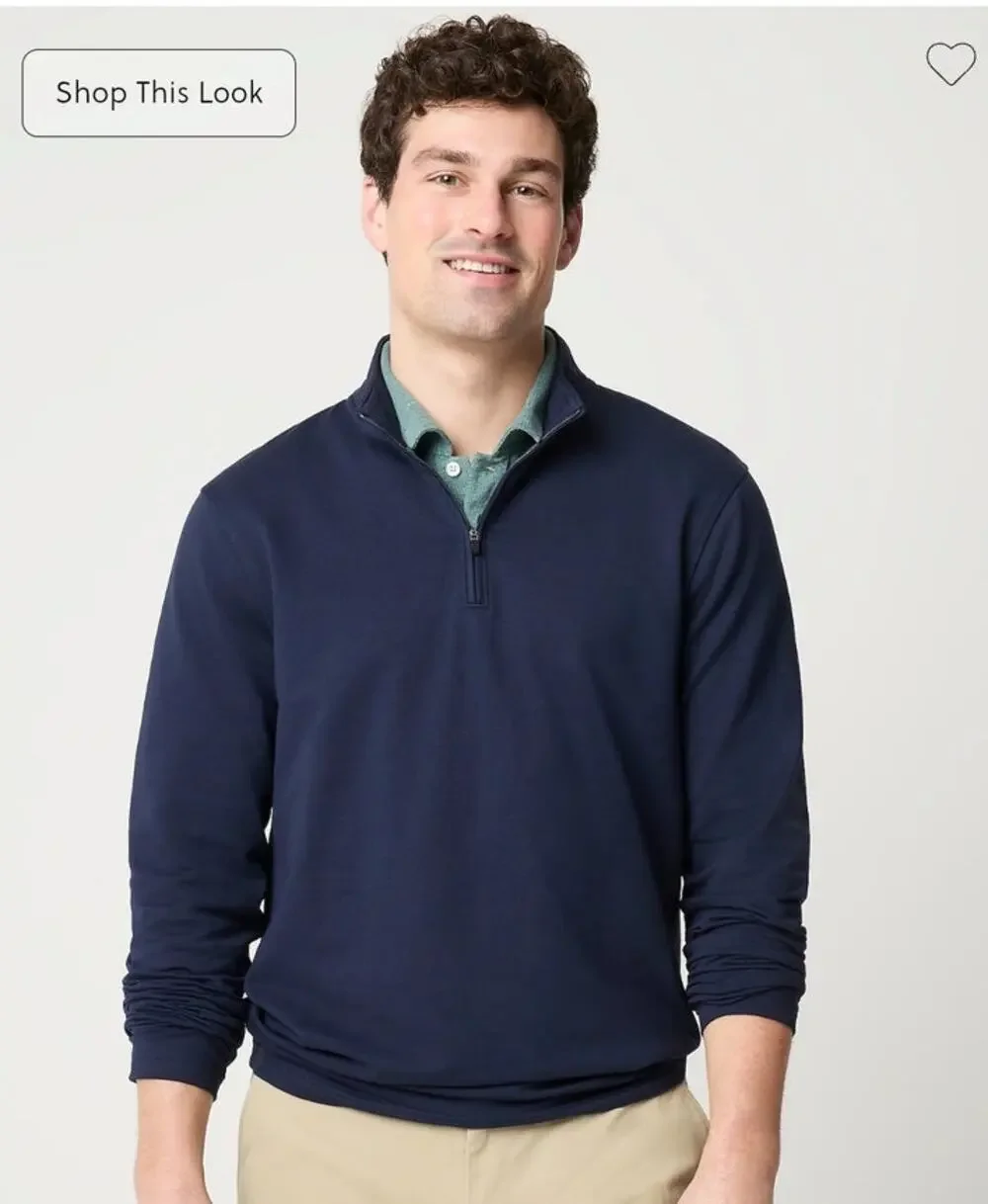 NWT J. Crew Performance Quarter-Zip Moister Wicking Navy L